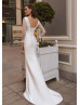 Long Sleeves Ivory Satin Simple Wedding Dress